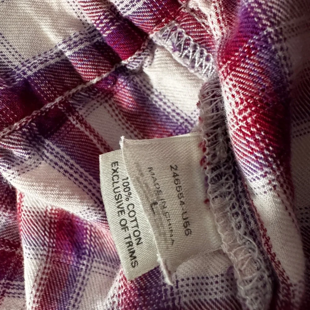 Victoria's Secret‎ Pink Plaid Cotton Pajama Pants Satin Bow Pockets Large